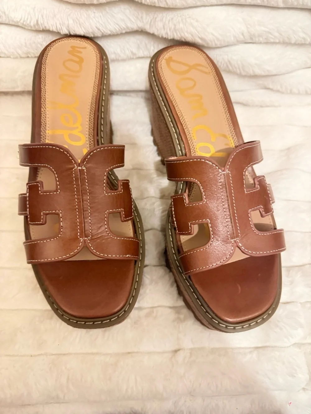 Sam Edelman Brown Leather Slide Mules - Picture 2 of 6